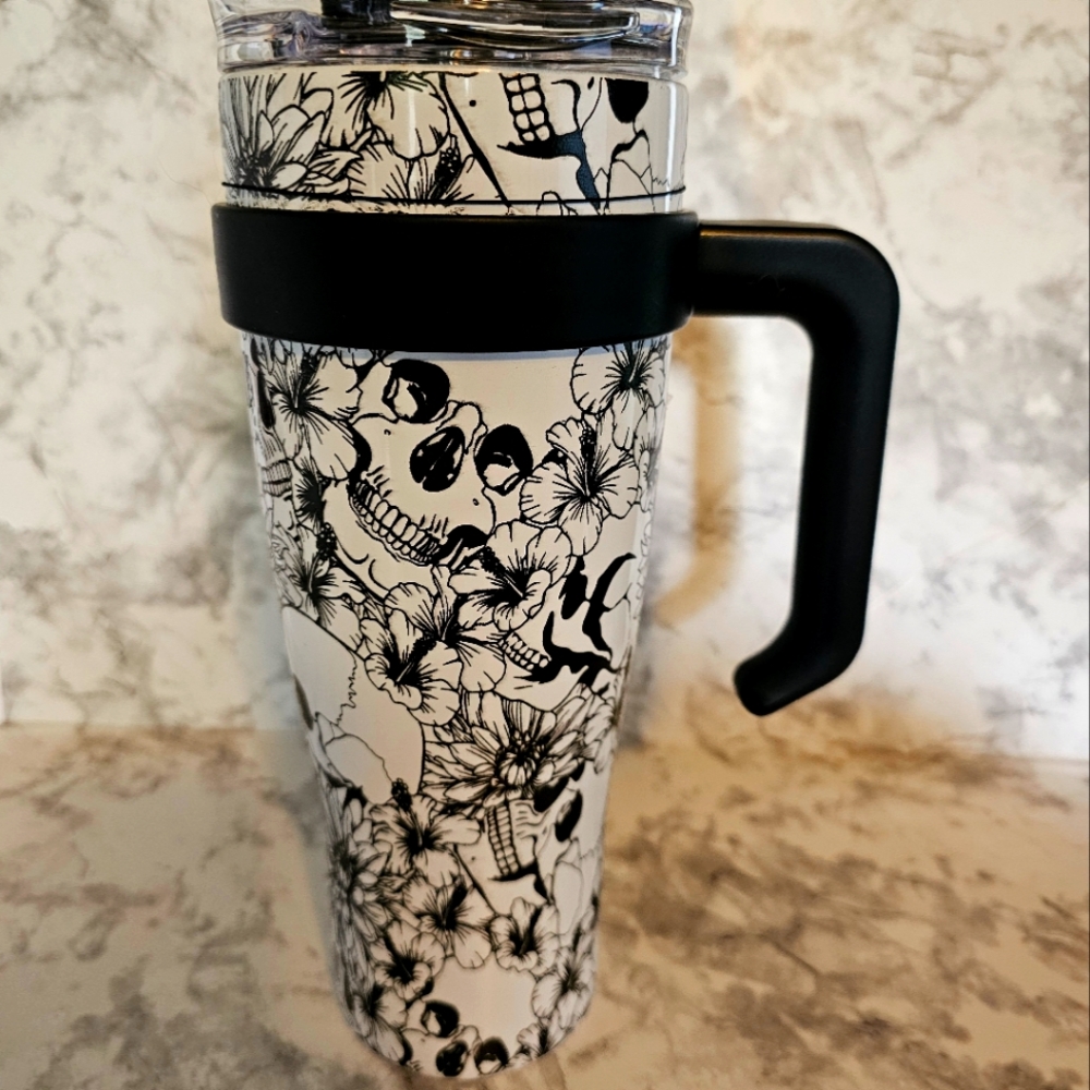 Skulls and Flowers Tumbler